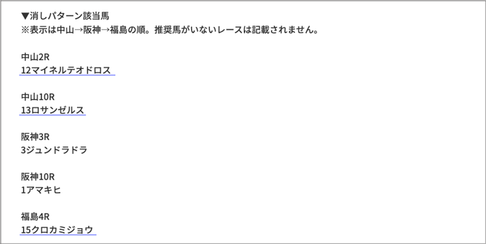 買い消し該当馬 買い消し該当馬