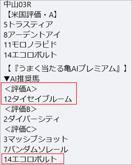 4月12日(日)中山3Rの該当馬