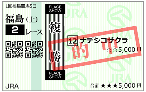 4月25日(土)福島2R 購入馬券