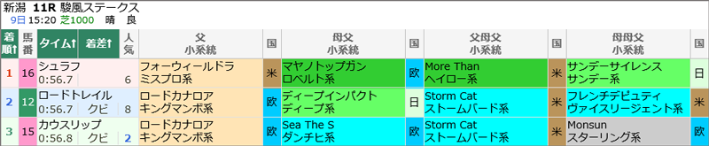 5月9日(土)新潟11Rの結果