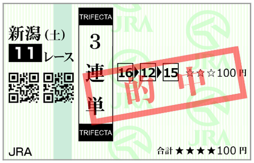 5月9日(土)新潟11R 購入馬券