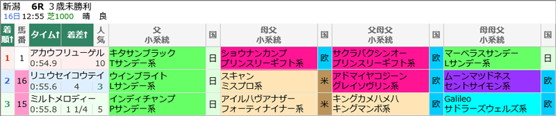 5月16日(土)新潟6Rの結果