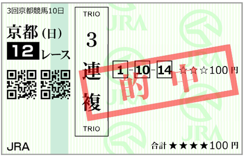 5月24日(日)京都12R購入馬券