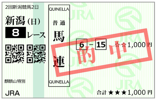 7月26日(日)新潟8R 購入馬券