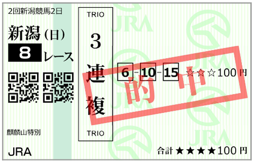 7月26日(日)新潟8R 購入馬券