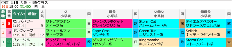 8月16日(日)中京11R 結果