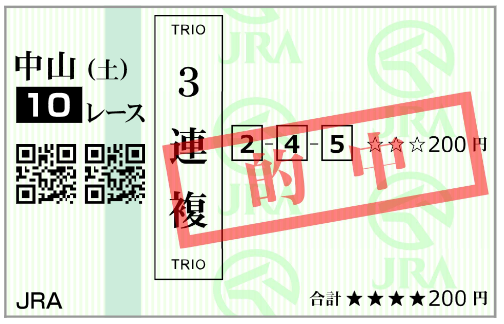 9月12日(土)中山10R 購入馬券