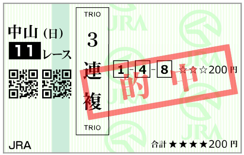 9月20日(日)中山11R 購入馬券