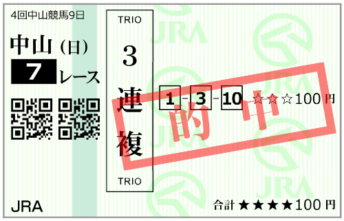 9月27日(日)中山7R 購入馬券