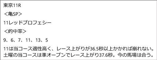 10月18日(日) 東京11R 見解