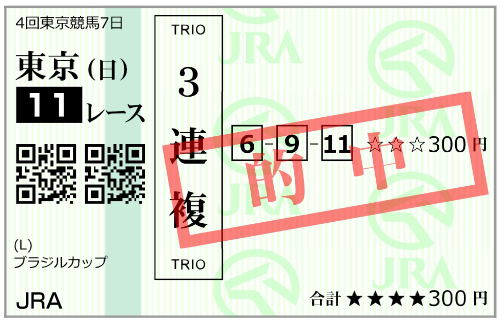 10月18日(日) 東京11R 購入馬券