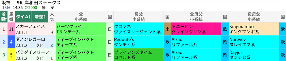 11/13(土) 阪神9R 結果